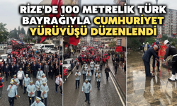 Rize'de 100 Metrelik Türk Bayrağıyla Cumhuriyet Yürüyüşü Düzenlendi