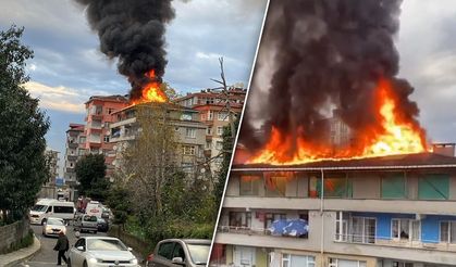 Rize'de 5 Katlı Apartmanın Bacasında Yangın Çıktı