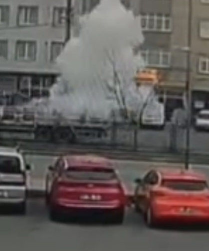 Trabzon'da Seyir Halindeki Tüp Kamyonunda Korkutan Patlama