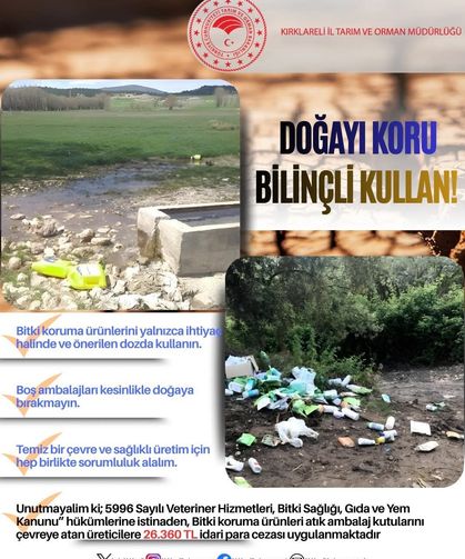 Zirai İlaç Ambalajını Doğaya Atan Üreticiye 26 Bin 360 Tl Ceza
