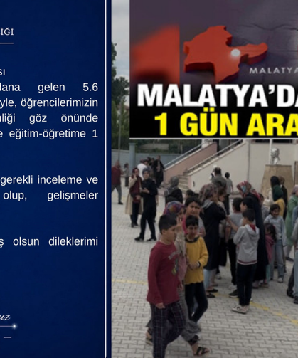 Malatya’da Eğitime 1 Gün Ara Verildi