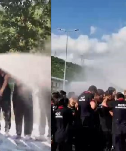 İtfaiyecilik Bölümünde Mezun Olan Öğrencilere Tazyikli Suyla Veda