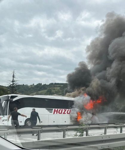 Samsun'da Yolcu Otobüsünde Yangın