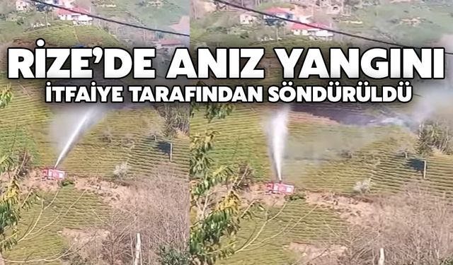 Rize’de Anız Yangını İtfaiye Tarafından Söndürüldü