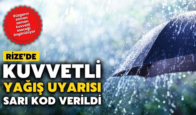 Rize’de Kuvvetli Yağış Uyarısı: Sarı Kod Verildi