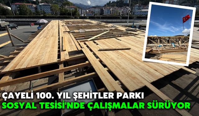 Çayeli 100. Yıl Şehitler Parkı Sosyal Tesisi'nde Çalışmalar Sürüyor