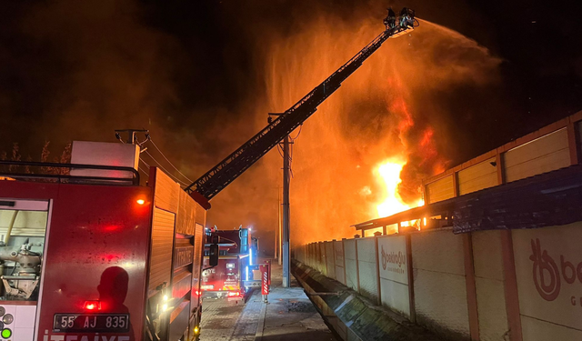 Samsun'da Geri Dönüşüm Fabrikasında Yangın