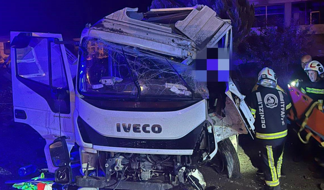 Yağışta Yoldan Çıkan Kamyonet Sürücüsü Yaralandı