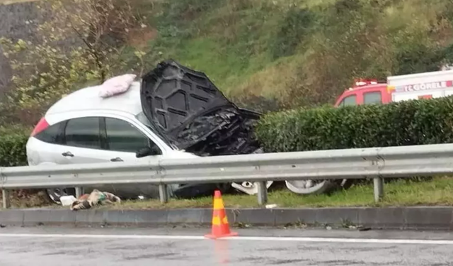 Görele’de Trafik Kazası: Otomobil Alev Aldı