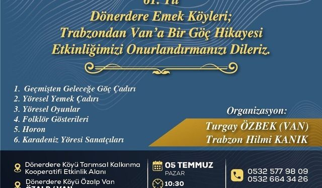 Trabzon'dan Van'a Uzanan Göçün 61. Yıl Yönümü