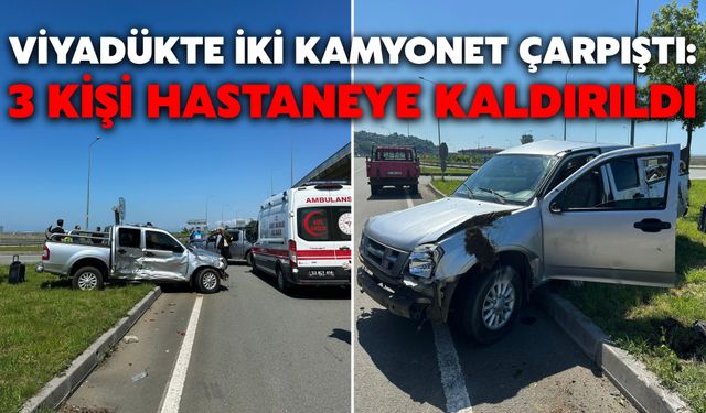 Viyadükte İki Kamyonet Çarpıştı: 3 Kişi Hastaneye Kaldırıldı