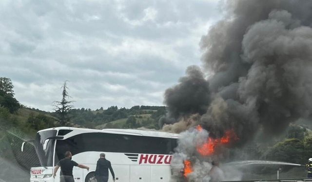 Samsun'da Yolcu Otobüsünde Yangın