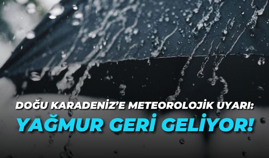Meteoroloji uyardı: Doğu Karadeniz'e kuvvetli yağış geliyor!