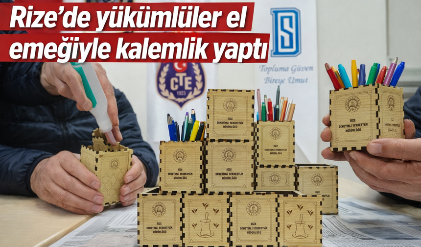 Rize'de Yükümlüler El Emeğiyle Kalemlik Yaptı