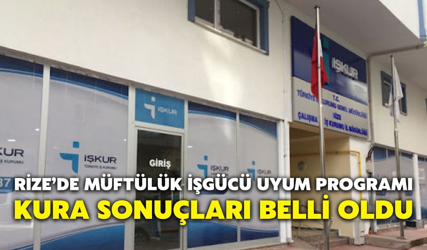 Rize’de Müftülük İşgücü Uyum Programı Kura Sonuçları Belli Oldu