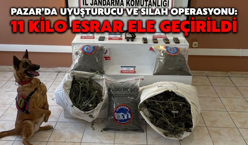 Pazar’da Uyuşturucu ve Silah Operasyonu: 11 Kilo Esrar Ele Geçirildi