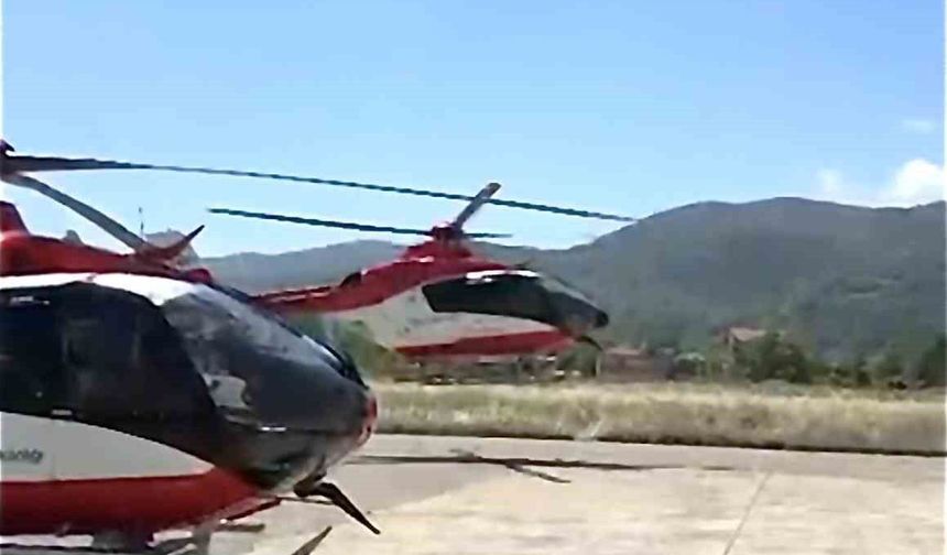 Samsun'un ambulans helikopterinden sınırları aşan nakil