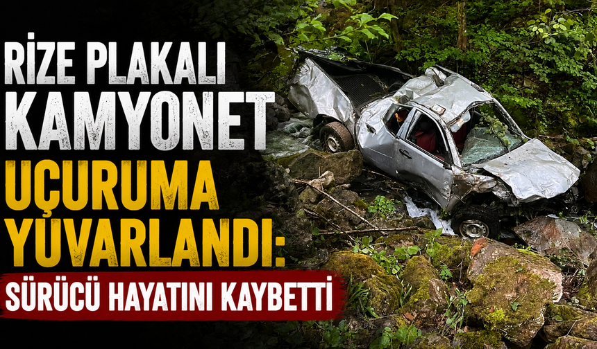 Rize Plakalı Kamyonet Uçuruma Yuvarlandı: Sürücü Hayatını Kaybetti