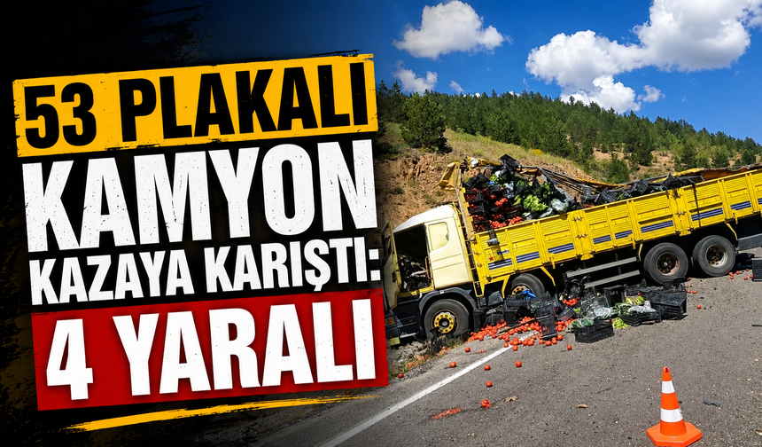 Rize plakalı kamyon kazaya karıştı: 4 yaralı