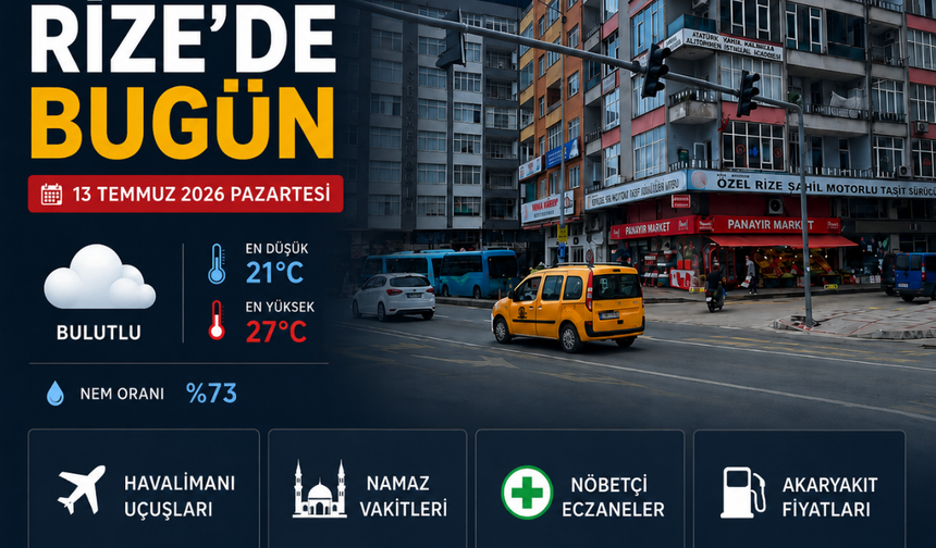 RİZE'de 13 Temmuz 2026