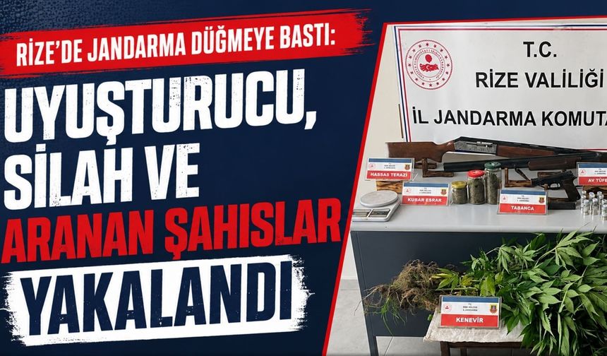 Rize’de Jandarma Düğmeye Bastı: Uyuşturucu, Silah Ve Aranan Şahıslar Yakalandı