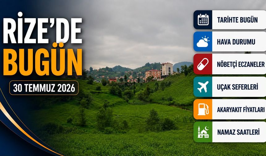 Rize'de 30 Temmuz 2026