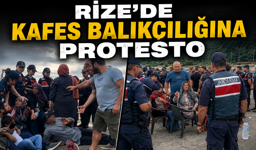 Rize'de Köylülerin Kafes Balıkçılığı Protestosu