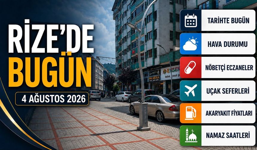 Rize’de 4 Ağustos 2026: Hava, Uçak Seferleri, Namaz Vakitleri ve Nöbetçi Eczaneler