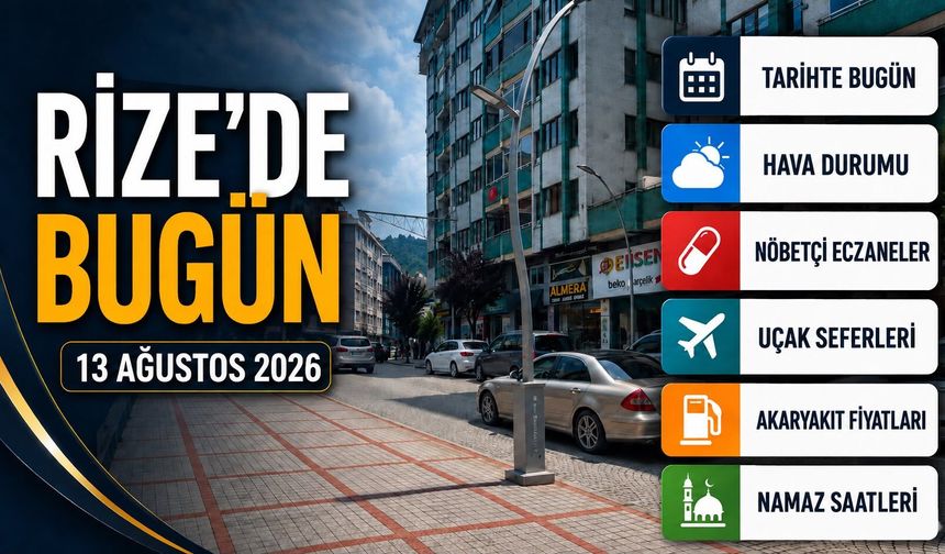 Rize’de Bugün: Hava, Uçak Seferleri, Namaz Vakitleri, Nöbetçi Eczaneler Ve Akaryakıt Fiyatları (13 Ağustos)