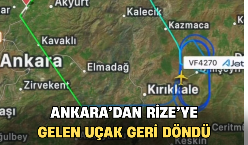 Ankara'dan Rize'ye Gelen Uçak Geri Döndü