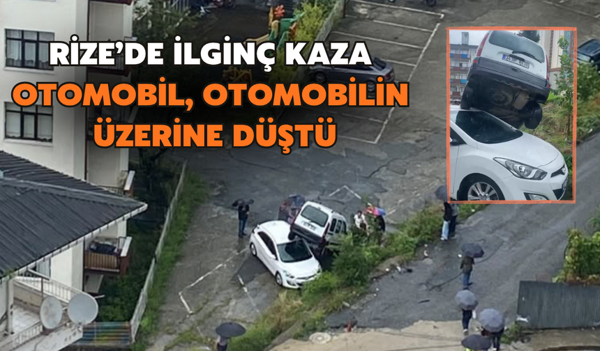 Rize'de Otomobil Park Halindeki Aracın Üzerine Düştü