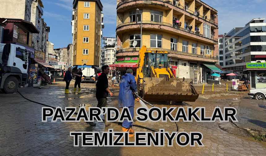 Pazar'da dayanışma içinde temizlik