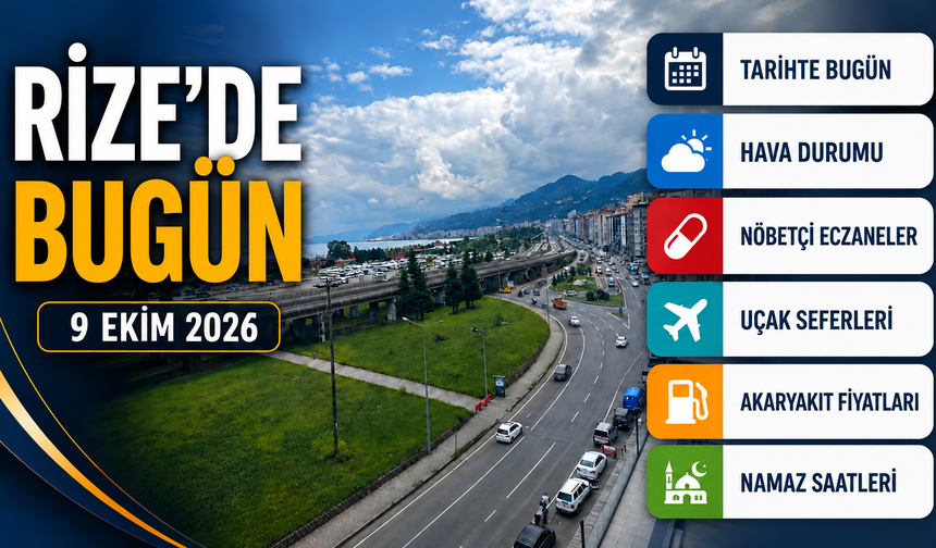 Rize'de Bugün: Hava Durumu, Nöbetçi Eczaneler, Uçak Seferleri (9 EKİM CUMA)