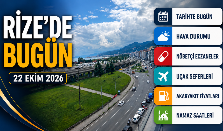 Rize'de Bugün: 22 Ekim 2026 Perşembe Hava Durumu, Uçak Seferleri, Nöbetçi Eczaneler ve Akaryakıt Fiyatları