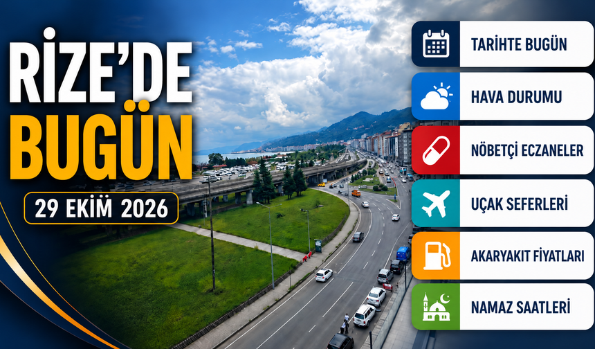 Rize'de Bugün: 29 Ekim 2026 Perşembe