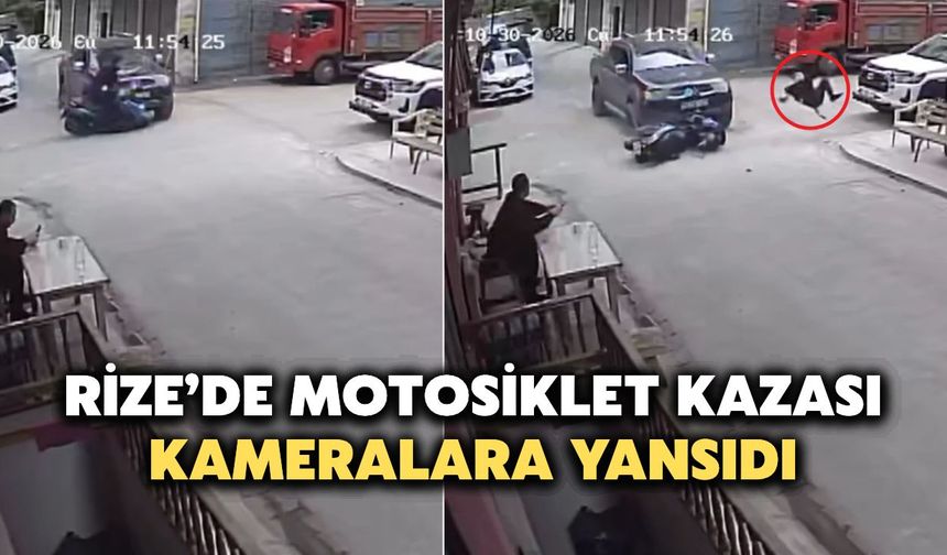 Rize’de Otomobile Çarpan Motosiklet Sürücüsü Savruldu