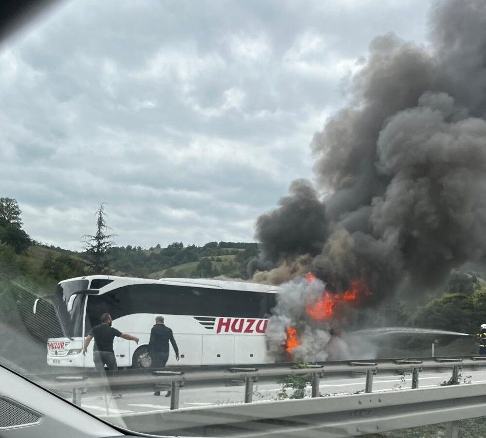 Samsun'da Yolcu Otobüsünde Yangın