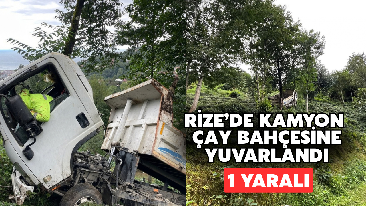 Rize’de Kamyon Çay Bahçesine Yuvarlandı: 1 Yaralı